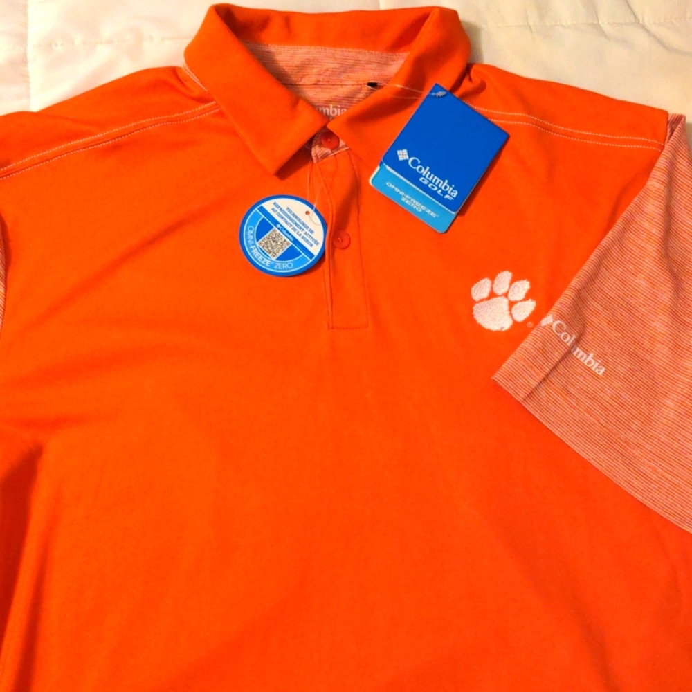 💥NWT COLUMBIA GOLF CLEMSON TIGERS 🐯ORANGE POLO💥